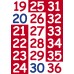 Getallen 0 - 100 wit & rood - stickers